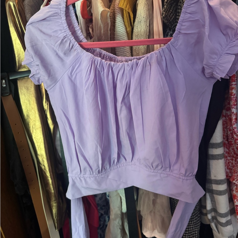 Poof! Light Purple Puff Sleeve Blouse